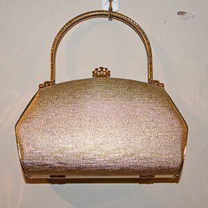 NWOT Vintage Gold colored Hard frame handbag,